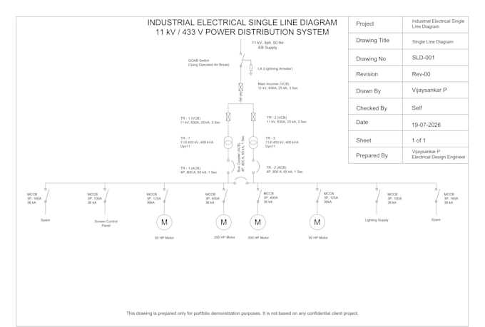 create professional electrical single line diagram sld in autocad